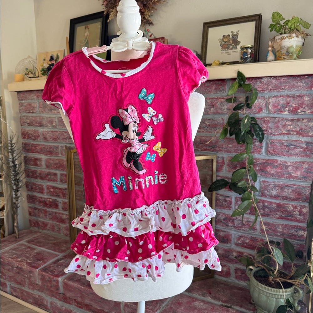 Disney Pink and White Polka Dot Dress 5/6